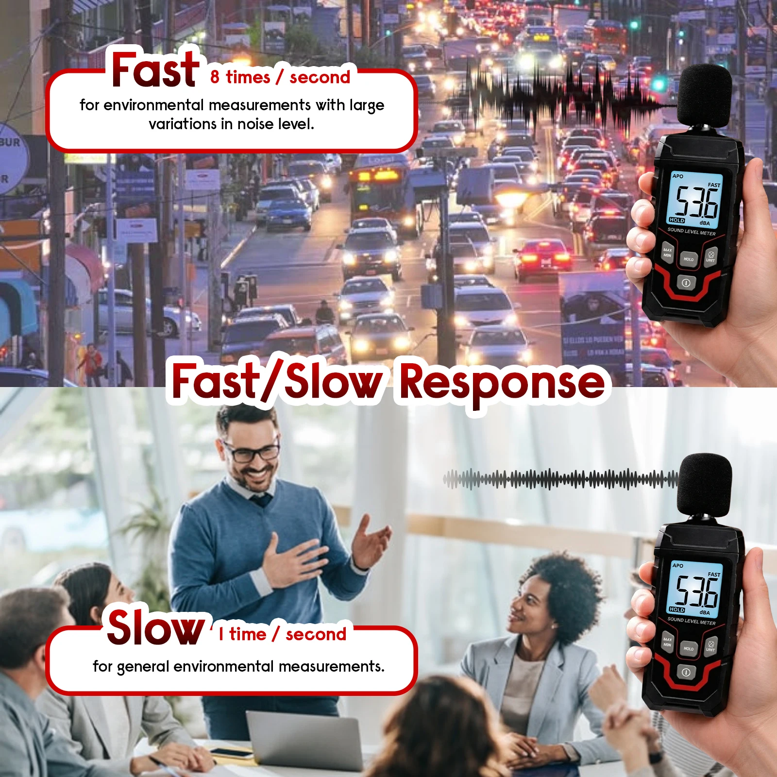 Professional Digital Sound Level Meter 30-130dB Noise Measurement Device Decibel Monitor with Backlit LCD Max/Min Hold for Home
Professional Digital Sound Level Meter 30-130dB Noise Measurement Device Decibel Monitor with Backlit LCD Max/Min Hold for Home