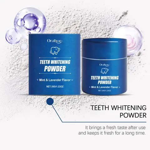 Oralhoe 35g Tooth Cleaning Powder Mint Lavender Flavor Remove Plaque Stains Prevent Bad Breath Oral Care Whitening Teeth Powder