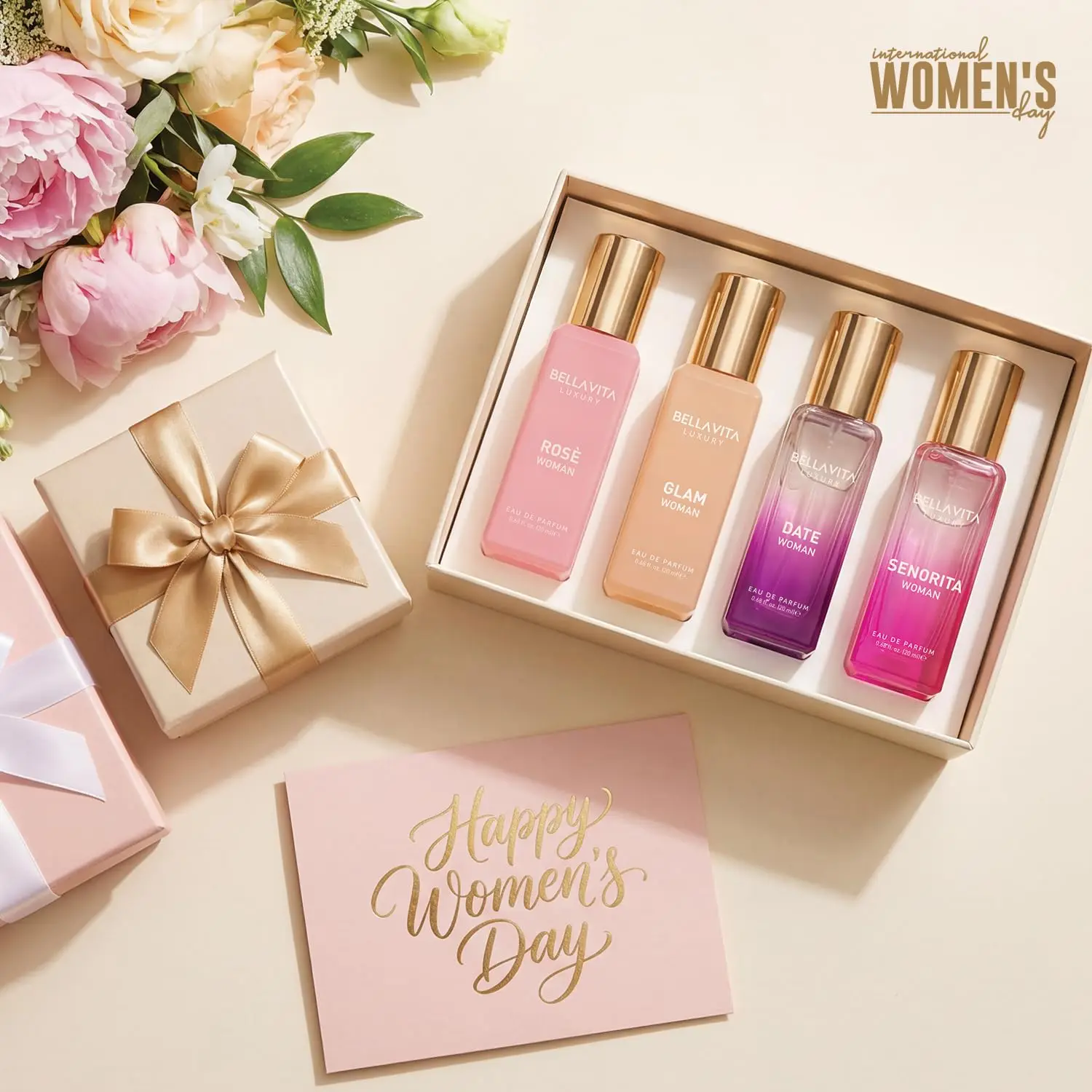 Bellavita Luxury Women's Perfume Gift Set with Rose, Senorita, Date, and Glam | 80ml | Long Lasting Women's Fragrance
Bellavita Luxury Women's Perfume Gift Set with Rose, Senorita, Date, and Glam | 80ml | Long Lasting Women's Fragrance