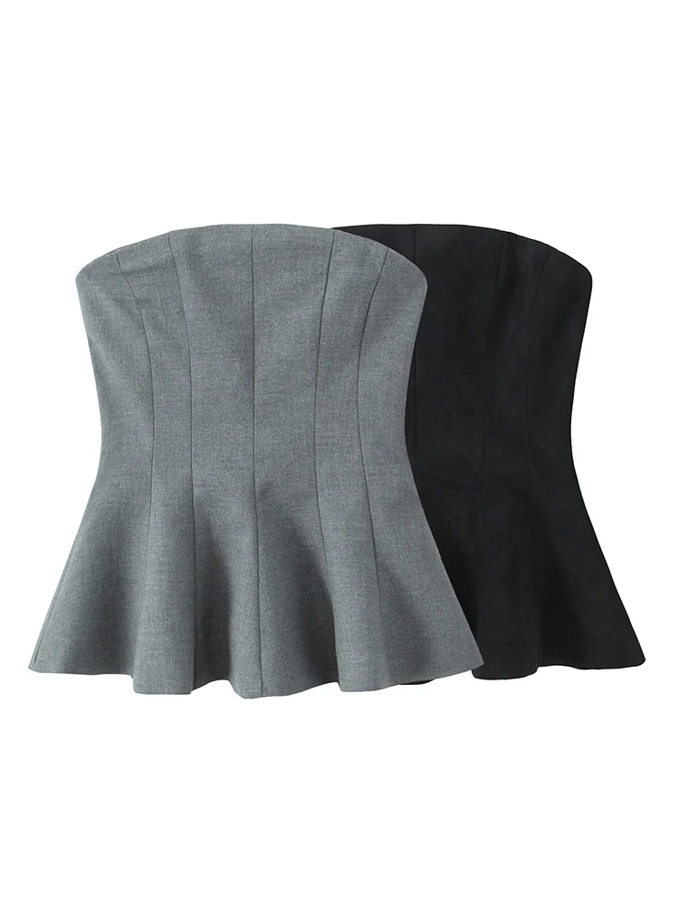 KCULUT Women Fashion Black Pleated Backless Side Zipper Corset Vintage Slash Neck Strapless Female Chic Lady Tops
KCULUT Women Fashion Black Pleated Backless Side Zipper Corset Vintage Slash Neck Strapless Female Chic Lady Tops