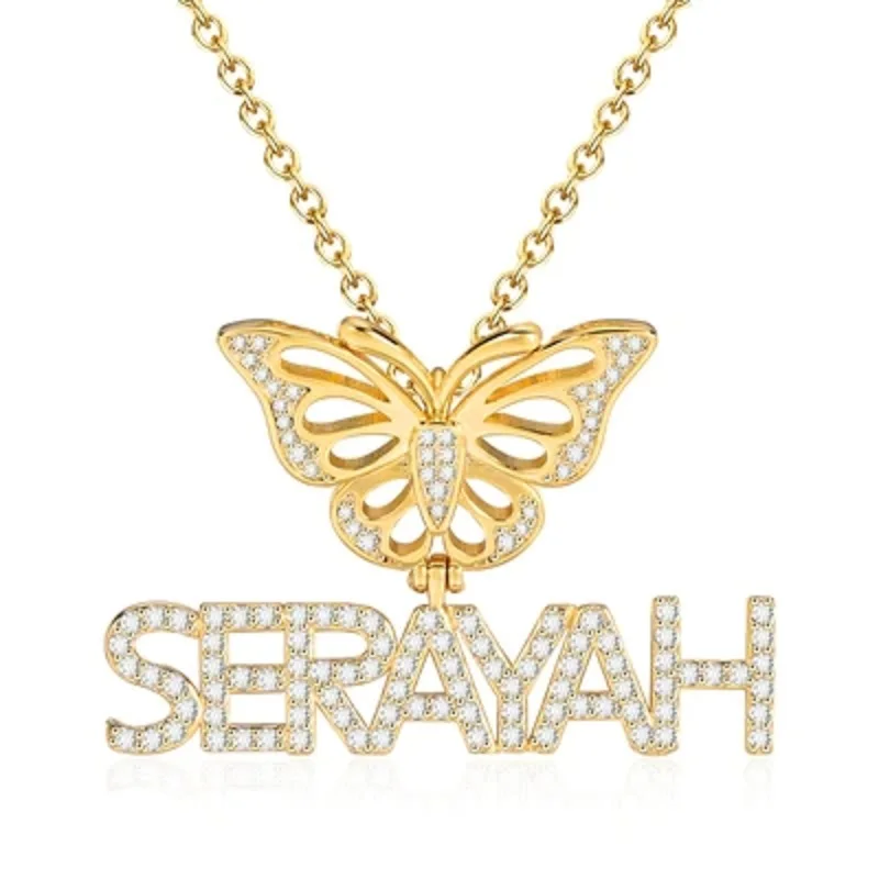 Personalized Butterfly Name Necklace With Diamond For Women Custom Stainless Steel Iced Out Gold Chain Pendant Jewelry Gifts
Personalized Butterfly Name Necklace With Diamond For Women Custom Stainless Steel Iced Out Gold Chain Pendant Jewelry Gifts