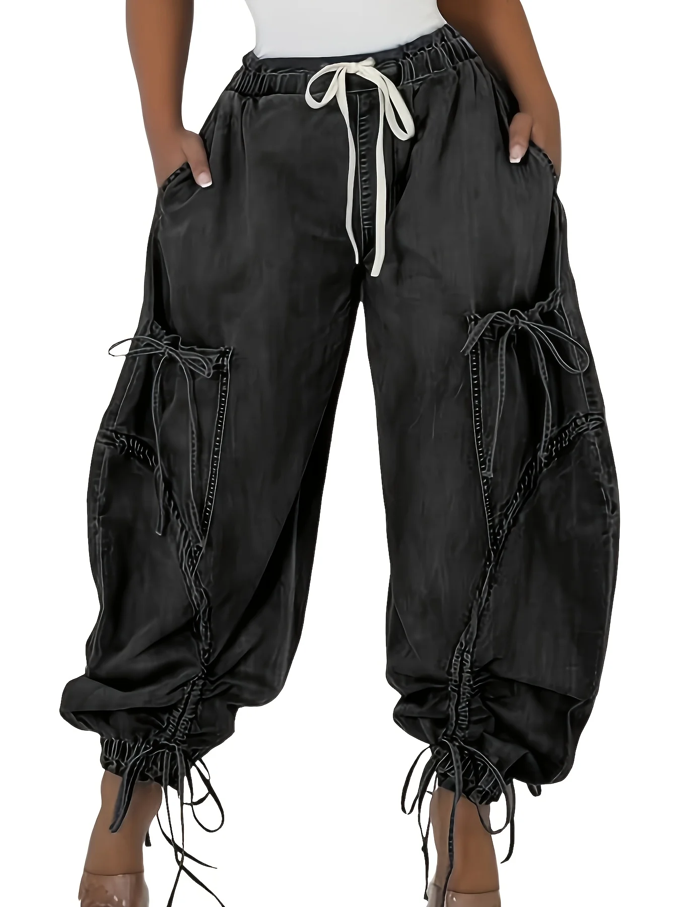 Women's Streetwear Loose-Fit Jeans - Slim Straight Mid-Length Denim Pants with Drawstring Waist & Pockets, All-Season Casual
Women's Streetwear Loose-Fit Jeans - Slim Straight Mid-Length Denim Pants with Drawstring Waist & Pockets, All-Season Casual