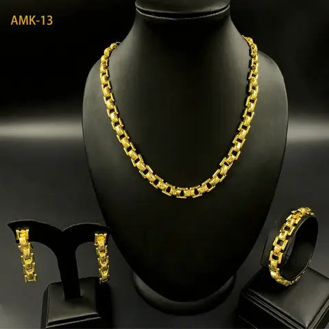 Brazilian Gold Plated Jewelry Set For Women Dubai Indian African Dubai Bridal Necklace Earrings Wedding Party Gift Jewellery