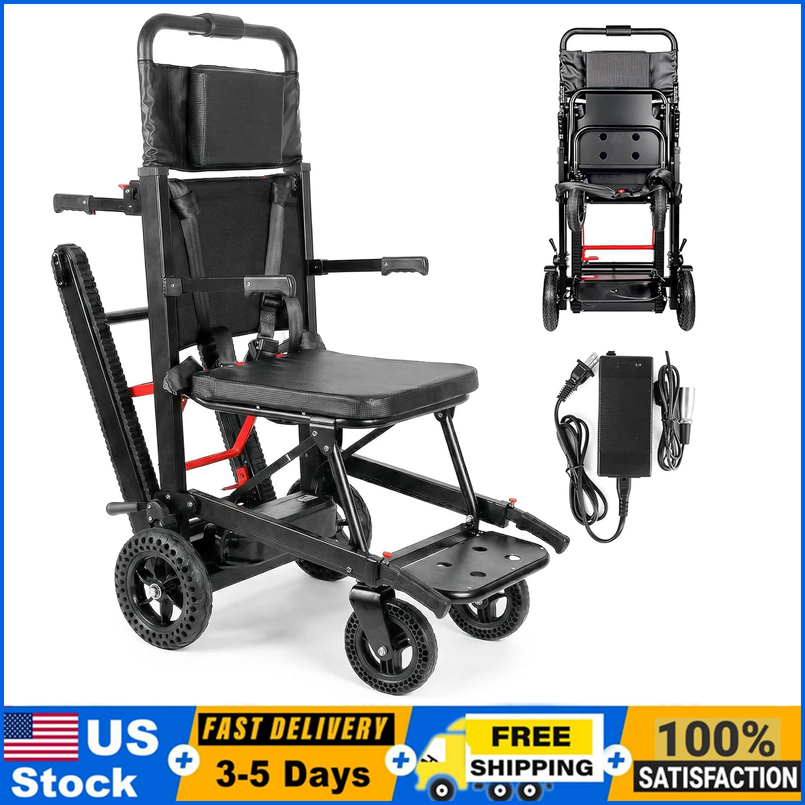 Powered Wheelchair Stair Climbing Wheelchair Electric Mobile Stair Lifts Chair for Seniors Foldable Stair Chair 440lbs Max Load
Powered Wheelchair Stair Climbing Wheelchair Electric Mobile Stair Lifts Chair for Seniors Foldable Stair Chair 440lbs Max Load
