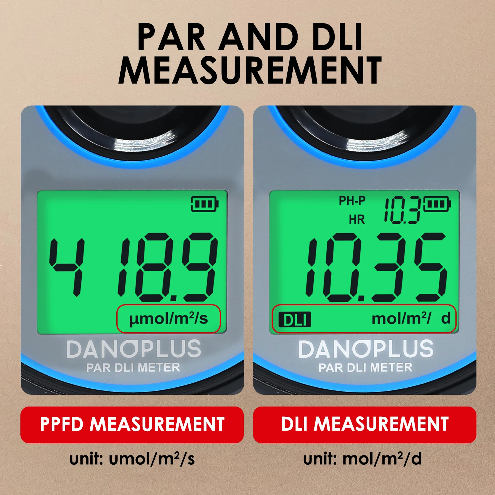 Professional PAR / DLI Meter 400-700nm for Plants, 5-Year Data Logger, Waterproof Sensor IP65 High-Precision Sensor for Plants
Professional PAR / DLI Meter 400-700nm for Plants, 5-Year Data Logger, Waterproof Sensor IP65 High-Precision Sensor for Plants