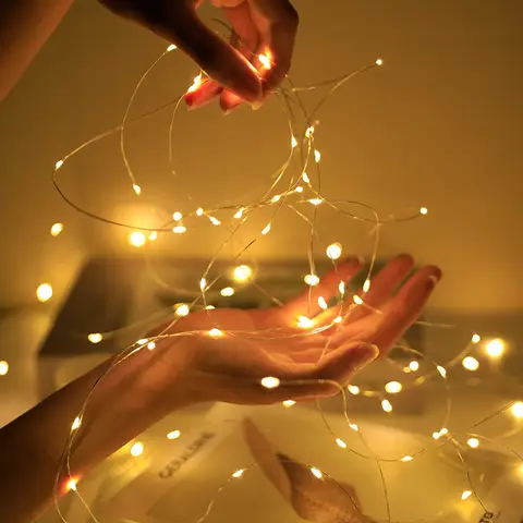 10pcs LED String Lights Battery Powered Colored Atmosphere Fairy Garlands Light For Outdoor Room Wedding Party Festival Decor