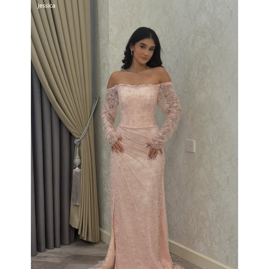 Джессика Сверкающие кружевные вечерние платья с длинными рукавами Великолепные розовые платья для выпускного вечера Тонкие и элегантные женские вечерние платья
Джессика Сверкающие кружевные вечерние платья с длинными рукавами Великолепные розовые платья для выпускного вечера Тонкие и элегантные женские вечерние платья