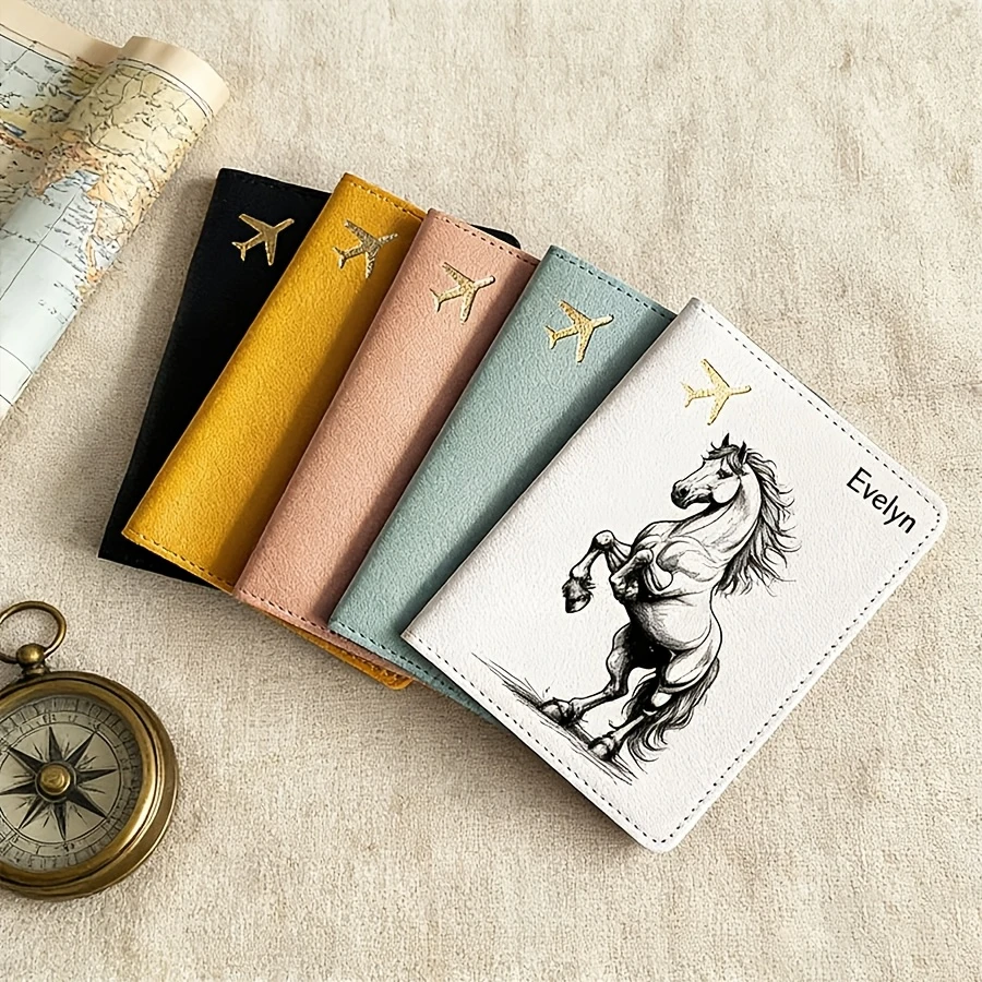 1pc Personalized Custom Name Passport Cover - Elegant Travel Document Holder with Horse Pattern, Lightweight and Durable Design
1pc Personalized Custom Name Passport Cover - Elegant Travel Document Holder with Horse Pattern, Lightweight and Durable Design