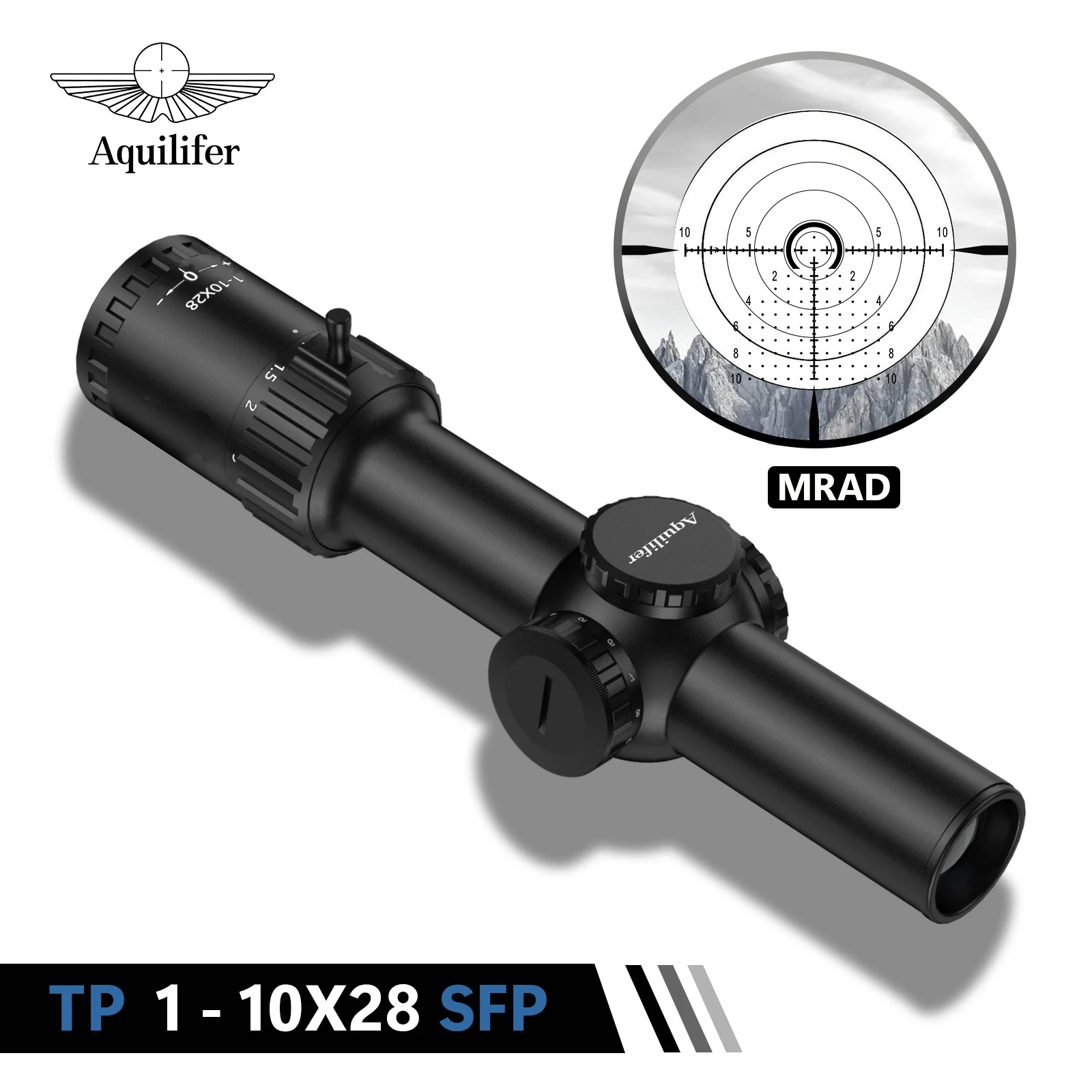 Aquilifer TP 1-10x28 SFP Scope Red Illuminated Reticle Locking Turret Waterproof Fogproof for Hunting AR Rifle
Aquilifer TP 1-10x28 SFP Scope Red Illuminated Reticle Locking Turret Waterproof Fogproof for Hunting AR Rifle