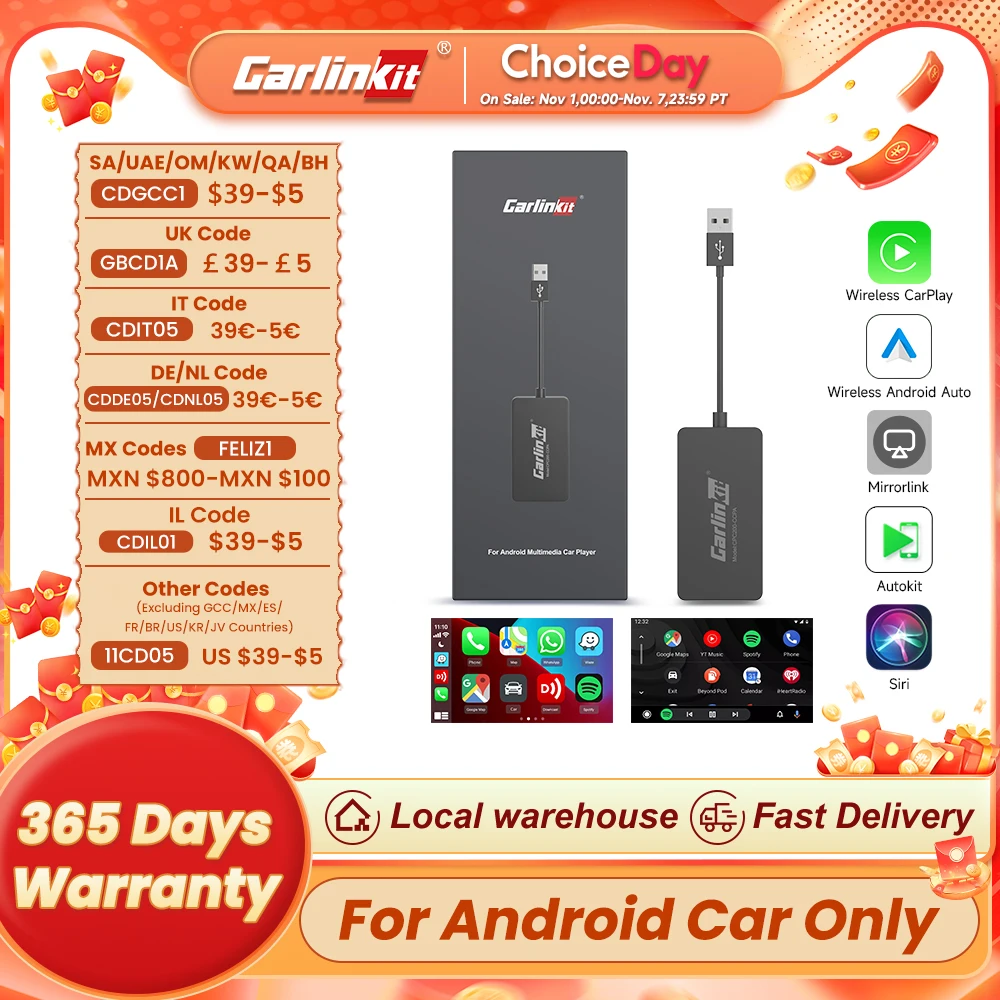 Carlinkit Wireless CarPlay & Android Auto Dongle for Android Car Navigation Player USB Adapter Mirror Screen Spotify Waze CCPA/W
Carlinkit Wireless CarPlay & Android Auto Dongle for Android Car Navigation Player USB Adapter Mirror Screen Spotify Waze CCPA/W