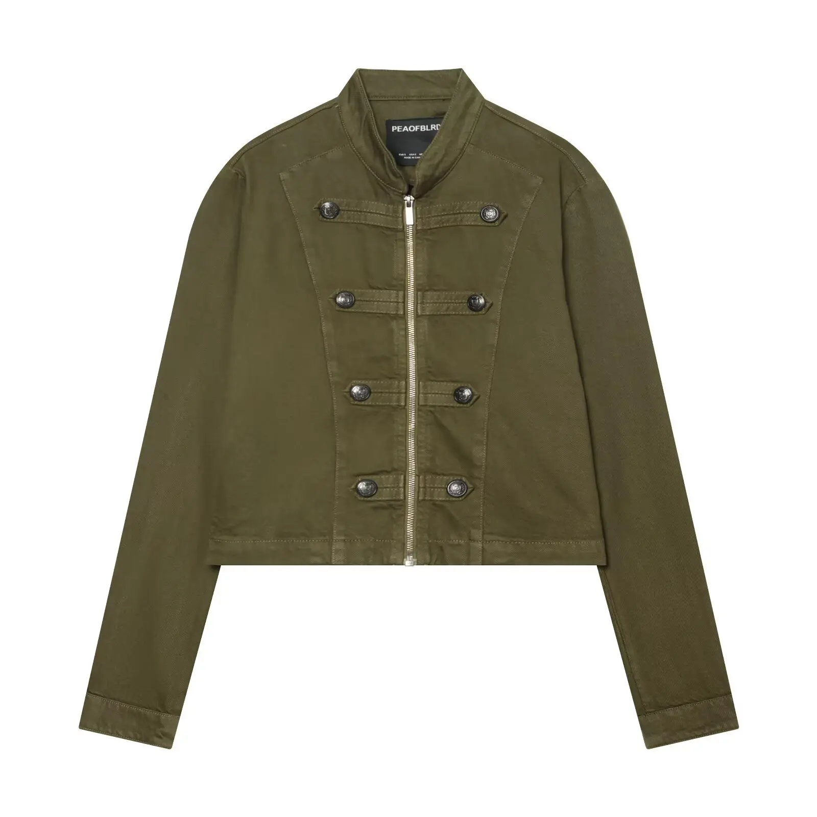 Vintage Army Green Short Jacket Women Stand Collar Zipper Fly Cropped Outerwear Metal Buttons Casual Cotton Coat Ladies Top
Vintage Army Green Short Jacket Women Stand Collar Zipper Fly Cropped Outerwear Metal Buttons Casual Cotton Coat Ladies Top