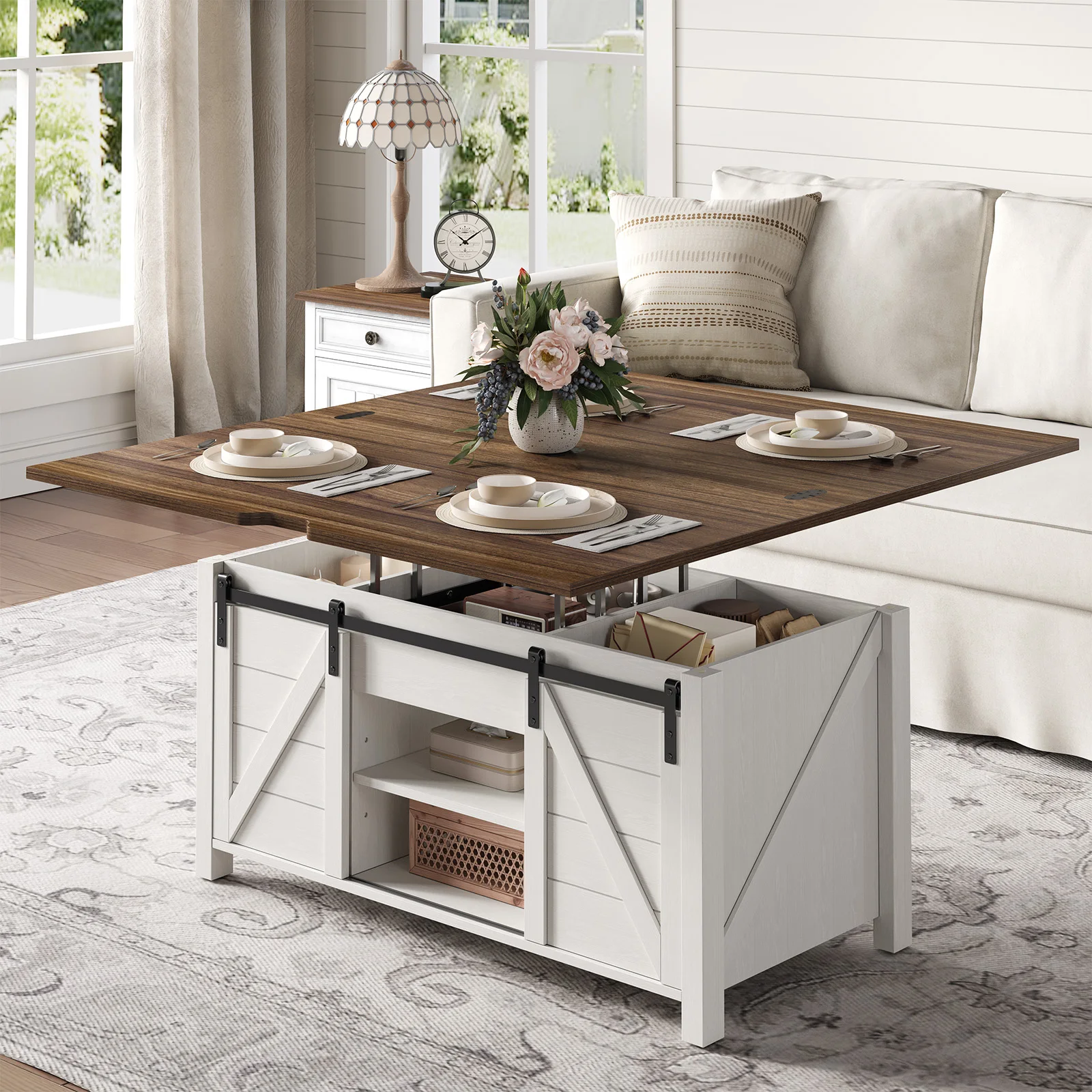 Farmhouse Lift Top Coffee Table with Sliding Barn Door,Rustic Center Table with Hidden Storage Compartment,Storage Coffee Table
Farmhouse Lift Top Coffee Table with Sliding Barn Door,Rustic Center Table with Hidden Storage Compartment,Storage Coffee Table