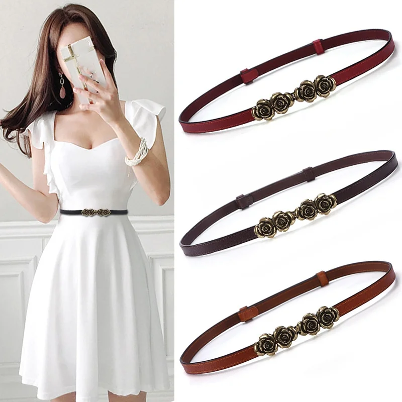 Fashion PU Leather Thin Belt Women's Belt with Metal Flower Buckle Six Colors Thin Belt for Dress Jeans Sweater
Fashion PU Leather Thin Belt Women's Belt with Metal Flower Buckle Six Colors Thin Belt for Dress Jeans Sweater