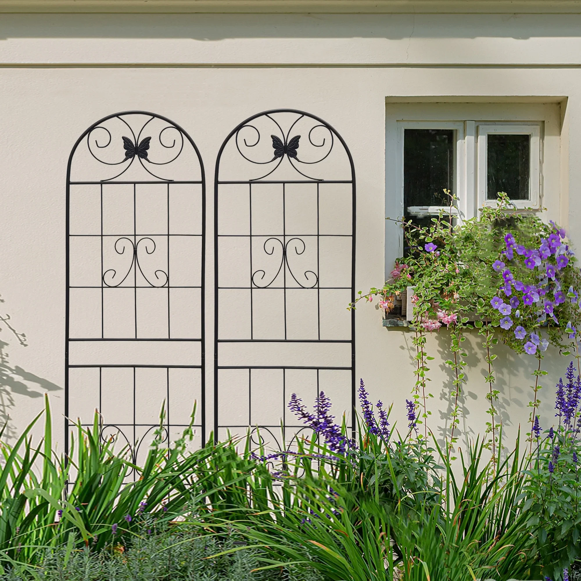 Olurrisa Outdoor Vertical Garden Trellis 2-Pack - 71" Black Iron Plant Frames for Roses, Jasmine & Backyard Decor, Powder Coated
Olurrisa Outdoor Vertical Garden Trellis 2-Pack - 71" Black Iron Plant Frames for Roses, Jasmine & Backyard Decor, Powder Coated