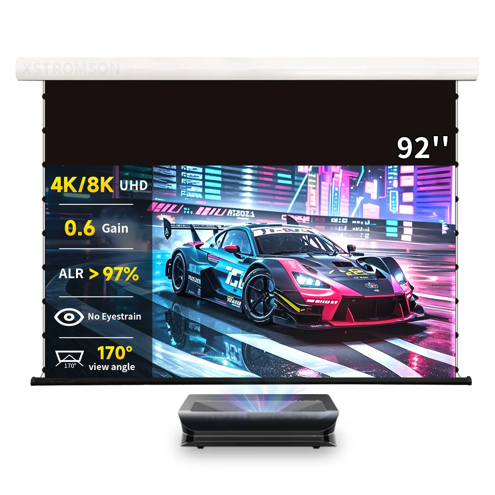 92 '' inch Motorized Projection Screen 8K HD UST ALR Motorized Tab-Tensioned Screen with Remote Control for UST Projector Screen
92 '' inch Motorized Projection Screen 8K HD UST ALR Motorized Tab-Tensioned Screen with Remote Control for UST Projector Screen