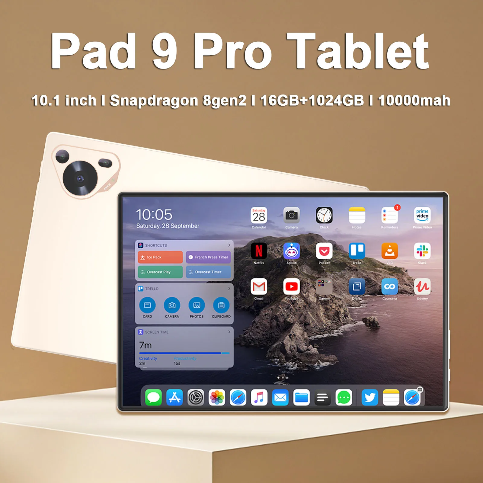 Global Version Pad 9 Pro Tablet 10.1inch 16GB+1024GB Android13 Snapdragon 8gen2 10000mah 5G Dual SIM WIFI 4K HDScreen Tablet Pc
Global Version Pad 9 Pro Tablet 10.1inch 16GB+1024GB Android13 Snapdragon 8gen2 10000mah 5G Dual SIM WIFI 4K HDScreen Tablet Pc
