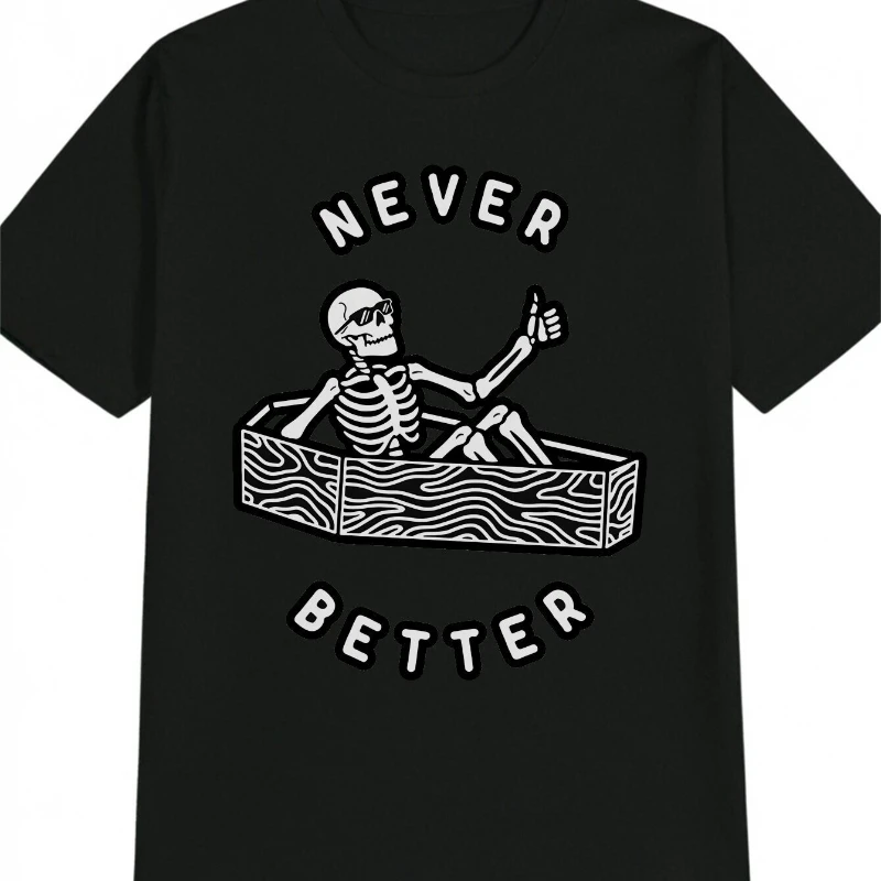 Men's Funny Gothic Humor T-Shirt NEVER BETTER Skeleton in Bathtub Vintage Y2K Anime Dark Comedy Design Tee Edgy Casual Wear
Men's Funny Gothic Humor T-Shirt NEVER BETTER Skeleton in Bathtub Vintage Y2K Anime Dark Comedy Design Tee Edgy Casual Wear