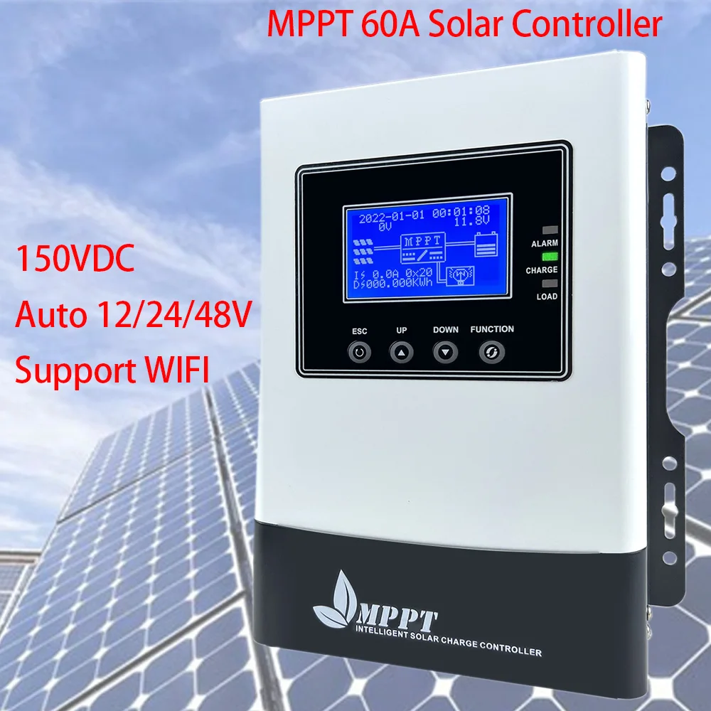 WiFi MPPT 60A Solar Charge Controller Solar Panel Regulator 12V 24V 36V 48V Auto Max PV 150VDC For Lead Acid Lithium Battery
WiFi MPPT 60A Solar Charge Controller Solar Panel Regulator 12V 24V 36V 48V Auto Max PV 150VDC For Lead Acid Lithium Battery