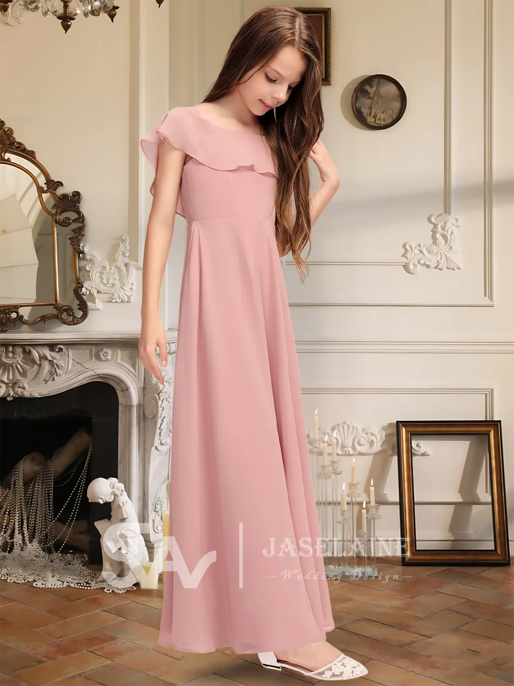 A Kids Blush A-Line Scoop Floor-Length Chiffon Junior Bridesmaid Dress Cascading Ruffles Flower Girl Dress Girls Wedding Party
A Kids Blush A-Line Scoop Floor-Length Chiffon Junior Bridesmaid Dress Cascading Ruffles Flower Girl Dress Girls Wedding Party