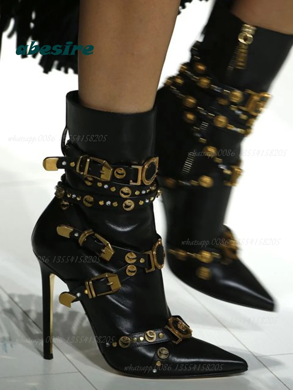 Rivet Gladiator Belt Buckle Boots Pointed Toe Stiletto Heels Mid Calf Boots Winter Luxury 2022 New Designer Sexy Shoes Party
Rivet Gladiator Belt Buckle Boots Pointed Toe Stiletto Heels Mid Calf Boots Winter Luxury 2022 New Designer Sexy Shoes Party