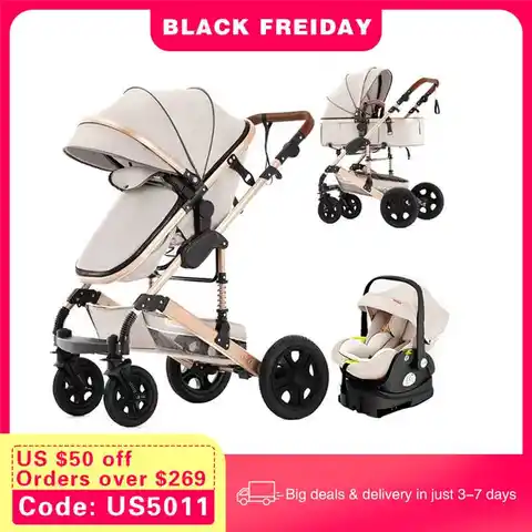 Baby Stroller Combo Car Seat Travel System for Newborn with Isofix Base,Baby Carriage 3in1 Reversible Toddler Stroller