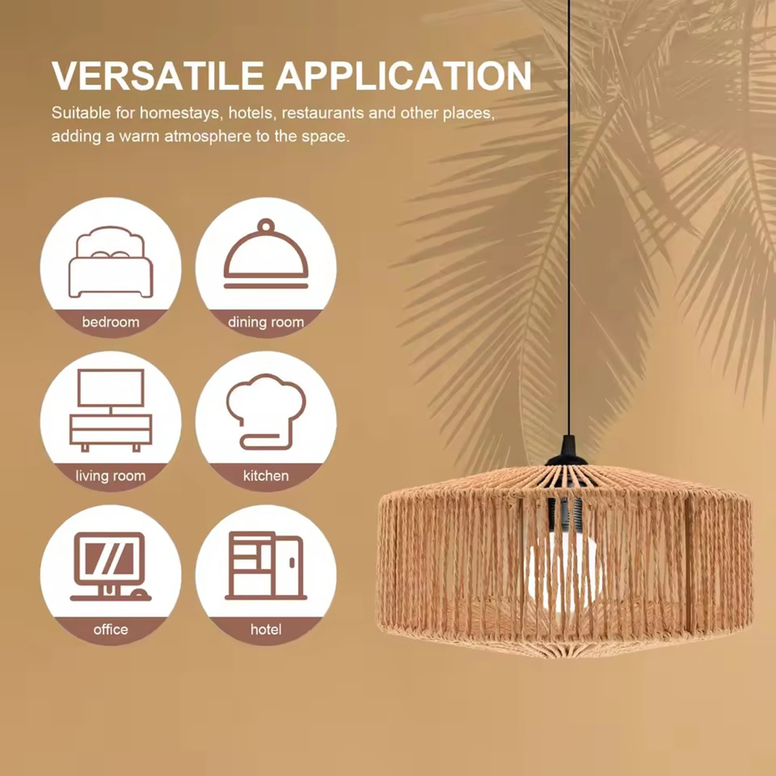 Pendant lampshade Moon Shaped Woven Retro Decor Accessory Chandelier Lamp Shade Hanging Light Fixture Cover for Cafe Office
Pendant lampshade Moon Shaped Woven Retro Decor Accessory Chandelier Lamp Shade Hanging Light Fixture Cover for Cafe Office