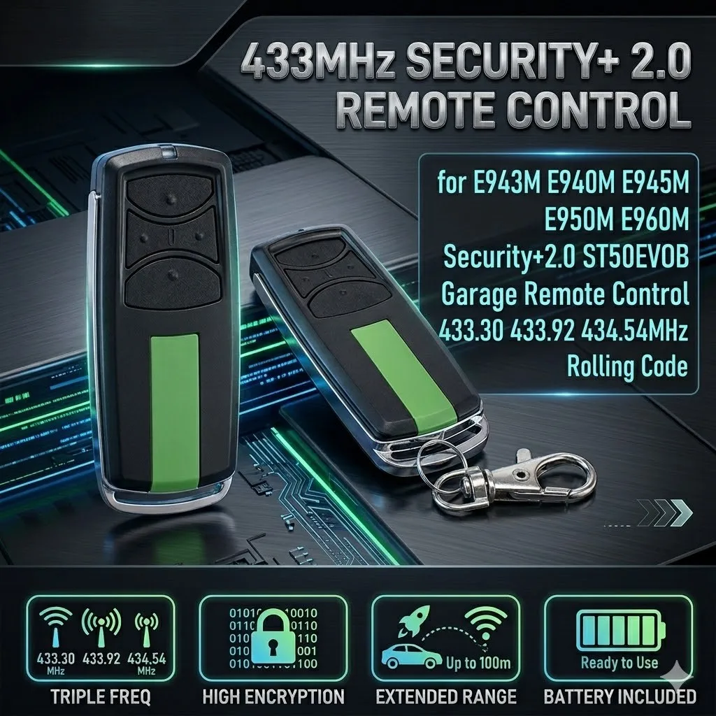 for E943M E940M E945M E950M E960M Security+2.0 ST50EVOB Garage Remote Control 433.30 433.92 434.54MHz Rolling Code
for E943M E940M E945M E950M E960M Security+2.0 ST50EVOB Garage Remote Control 433.30 433.92 434.54MHz Rolling Code
