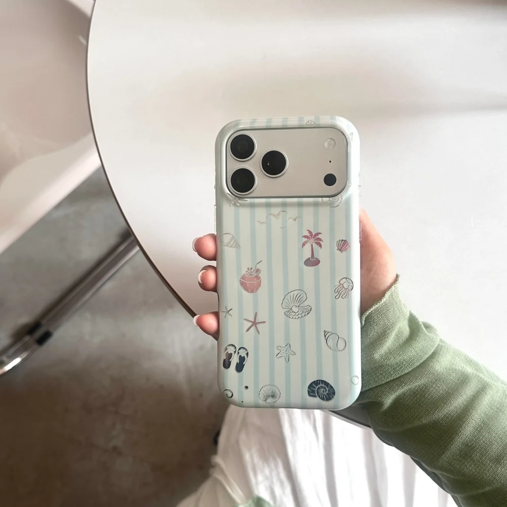 Cute light blue summer striped beach shell print phone case for iPhone 17Pro 16 Max 15 16 17 ProMax 15 Pro INS Korean style case
Cute light blue summer striped beach shell print phone case for iPhone 17Pro 16 Max 15 16 17 ProMax 15 Pro INS Korean style case