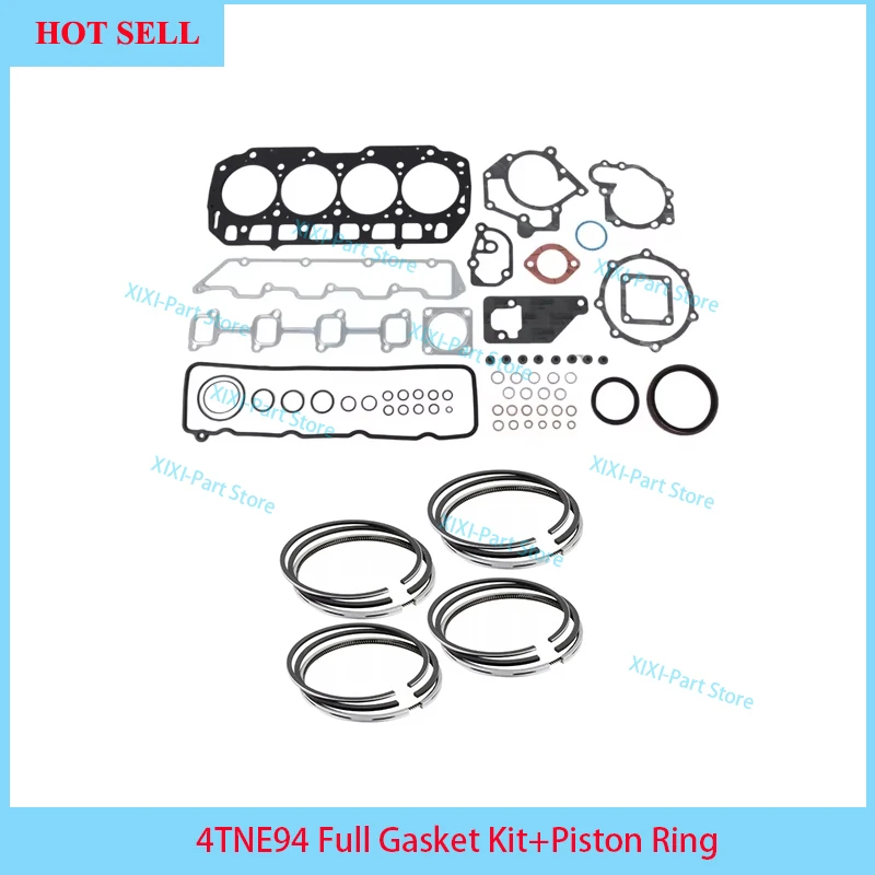 4TNE94 For Yanmar Full Gasket Kit Set Piston Ring 94*2HK+2+3 Overhaul Rebuild Kit Engine With Cylinder Head Gasket
4TNE94 For Yanmar Full Gasket Kit Set Piston Ring 94*2HK+2+3 Overhaul Rebuild Kit Engine With Cylinder Head Gasket