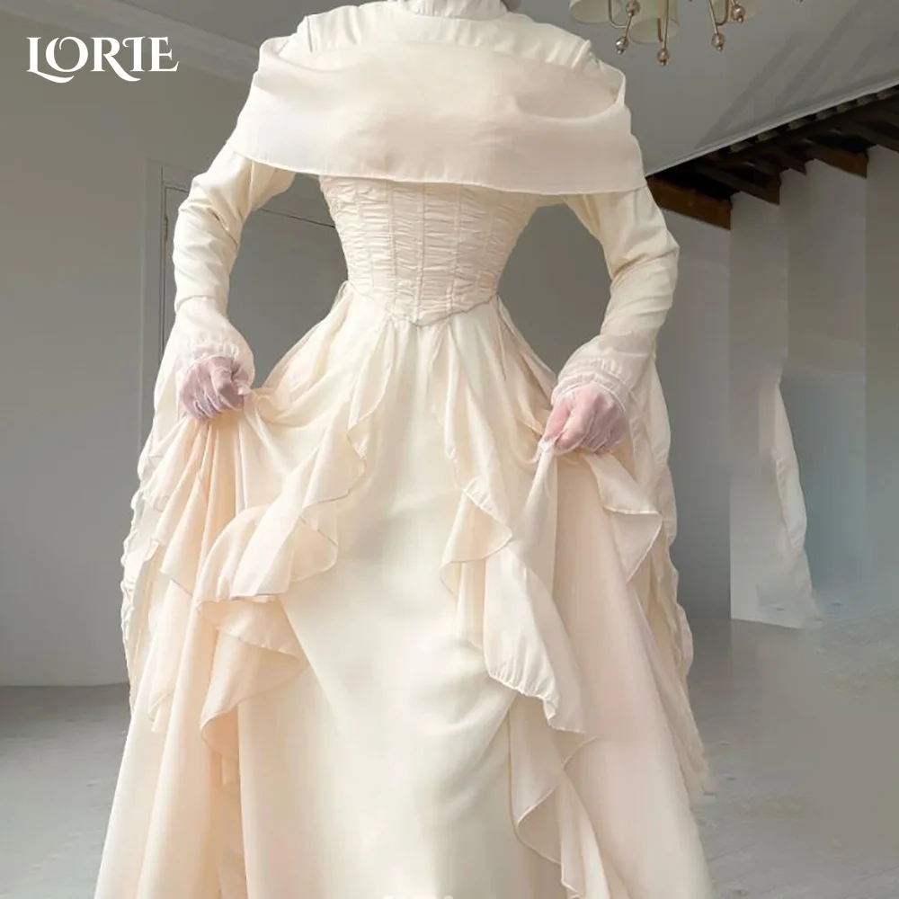 LORIE High Collar A-Line Muslim Wedding Dress Long Sleeve Corset Bridal Gown Customized Backless Bride DressSaudi Dress Dubai
LORIE High Collar A-Line Muslim Wedding Dress Long Sleeve Corset Bridal Gown Customized Backless Bride DressSaudi Dress Dubai