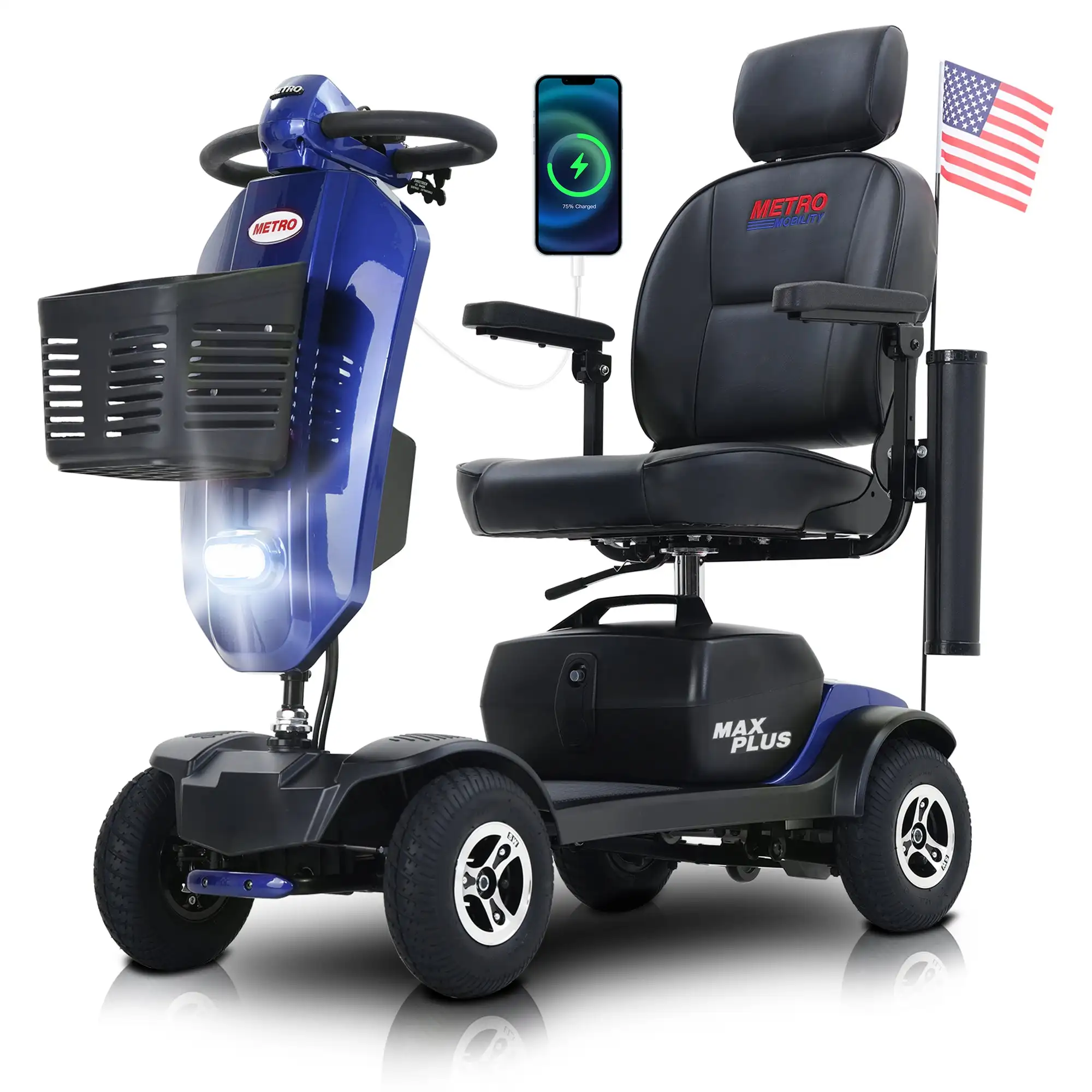 METRO MOBILITY MAX PLUS 9-дюймовый 4-колесный электрический мобильный скутер, двигатель 300 Вт, аккумулятор 24 В, 20 Ач
METRO MOBILITY MAX PLUS 9-дюймовый 4-колесный электрический мобильный скутер, двигатель 300 Вт, аккумулятор 24 В, 20 Ач