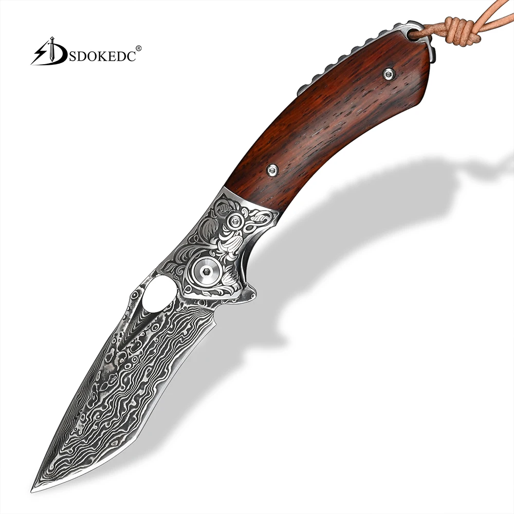 SDOKEDC High Hardness VG10 Damascus Steel Folding Knife, Wood Handle Outdoor Camping Fishing EDC Daily Utility Tool
SDOKEDC High Hardness VG10 Damascus Steel Folding Knife, Wood Handle Outdoor Camping Fishing EDC Daily Utility Tool