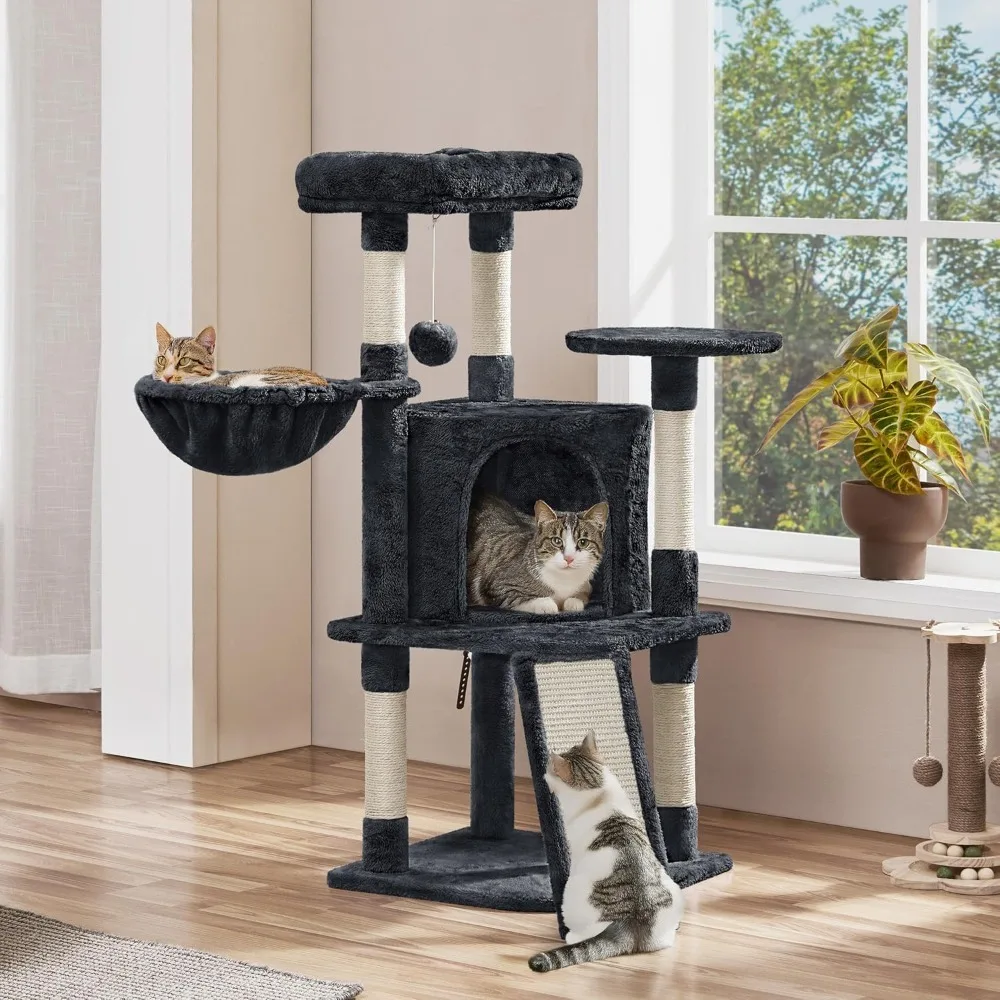 Cat Tree, 42in Play Tower for Indoor Cats, Kitten House with Large Perch & Scratching Posts & Cozy Condo & Scratching Ramp
Cat Tree, 42in Play Tower for Indoor Cats, Kitten House with Large Perch & Scratching Posts & Cozy Condo & Scratching Ramp