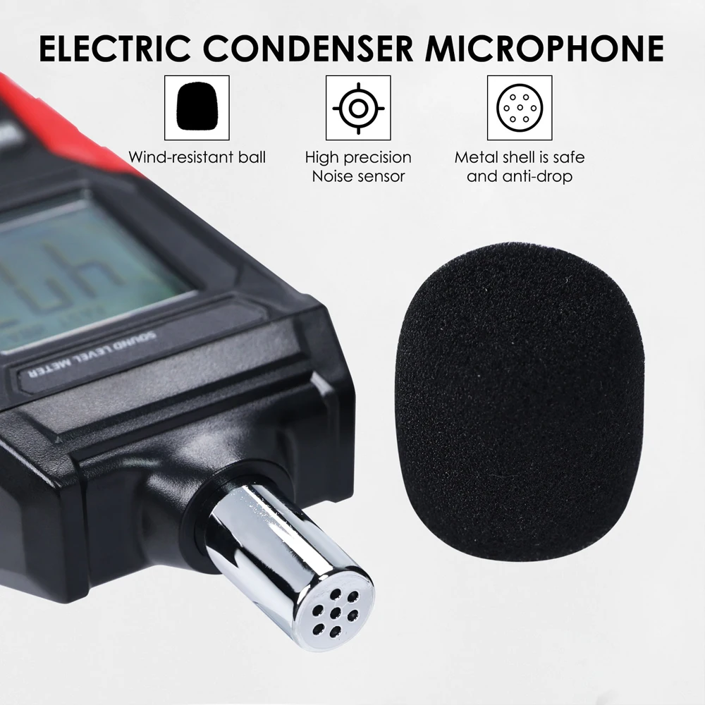 Professional Digital Sound Level Meter 30-130dB Noise Tester High Precision Decibel Meter Backlight Max/Min Audio Detector
Professional Digital Sound Level Meter 30-130dB Noise Tester High Precision Decibel Meter Backlight Max/Min Audio Detector