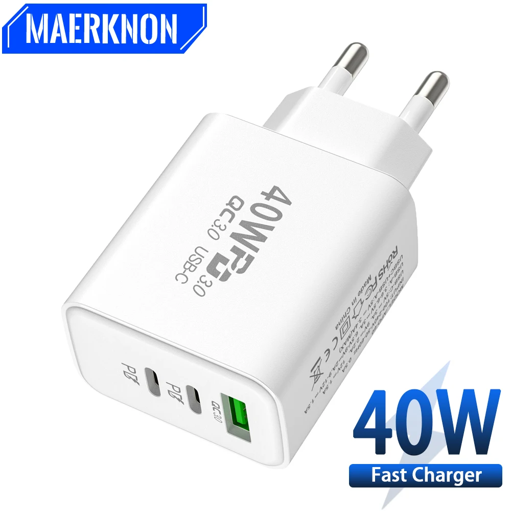 40W PD Mobile Phone Charger USB Fast Charger Type-C Phone Chargers Adapter Quick Charge 3.0 for iPhone Xiaomi Samsung EU/US Plug
40W PD Mobile Phone Charger USB Fast Charger Type-C Phone Chargers Adapter Quick Charge 3.0 for iPhone Xiaomi Samsung EU/US Plug