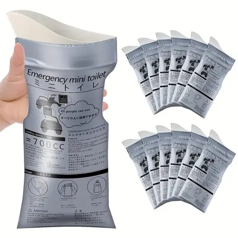 10 Portable Urine Bags, Disposable Vomit Bags, Suitable for Travel, Camping, and Car Use, PE Plastic, Emergency Solution