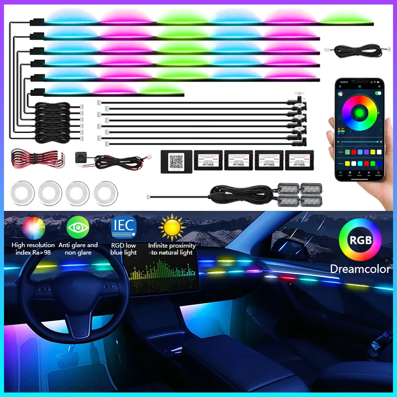 18 In 1 Neon Car Interior Led Lights Acrylic Guide Fiber Back Car Ambient Lights RBG 64 Colors Decoration Atmosphere Lamp
18 In 1 Neon Car Interior Led Lights Acrylic Guide Fiber Back Car Ambient Lights RBG 64 Colors Decoration Atmosphere Lamp