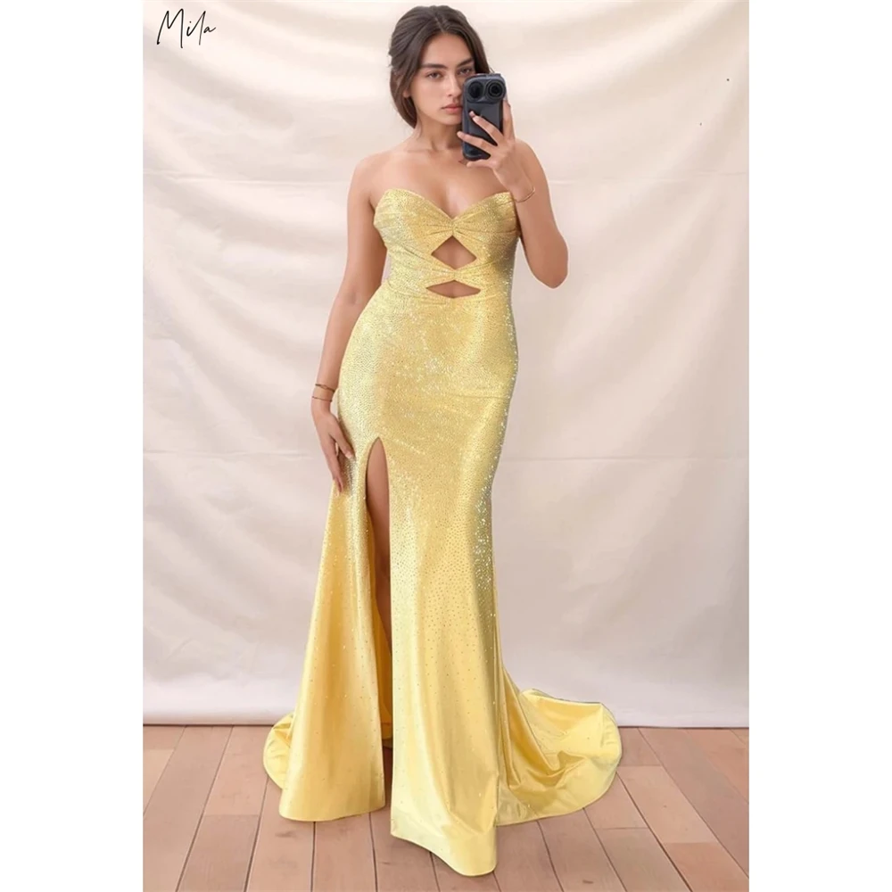 Mila Customized Yellow Mermaid Cut-out Corset Prom Dress Sleeveless Glitter Vestidos De Noche Floor-Length Formal Evening 2026
Mila Customized Yellow Mermaid Cut-out Corset Prom Dress Sleeveless Glitter Vestidos De Noche Floor-Length Formal Evening 2026