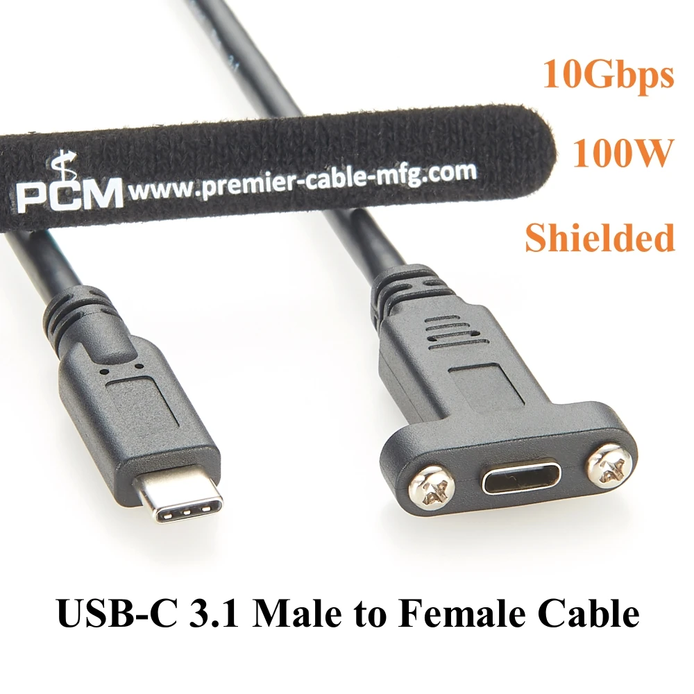 USB 3.1 Type C Screw Panel Mount Cable 10Gbps USB-C 3.1 Gen2 Male to Female Charging & Data Extension Cable for Laptop, Camera
USB 3.1 Type C Screw Panel Mount Cable 10Gbps USB-C 3.1 Gen2 Male to Female Charging & Data Extension Cable for Laptop, Camera
