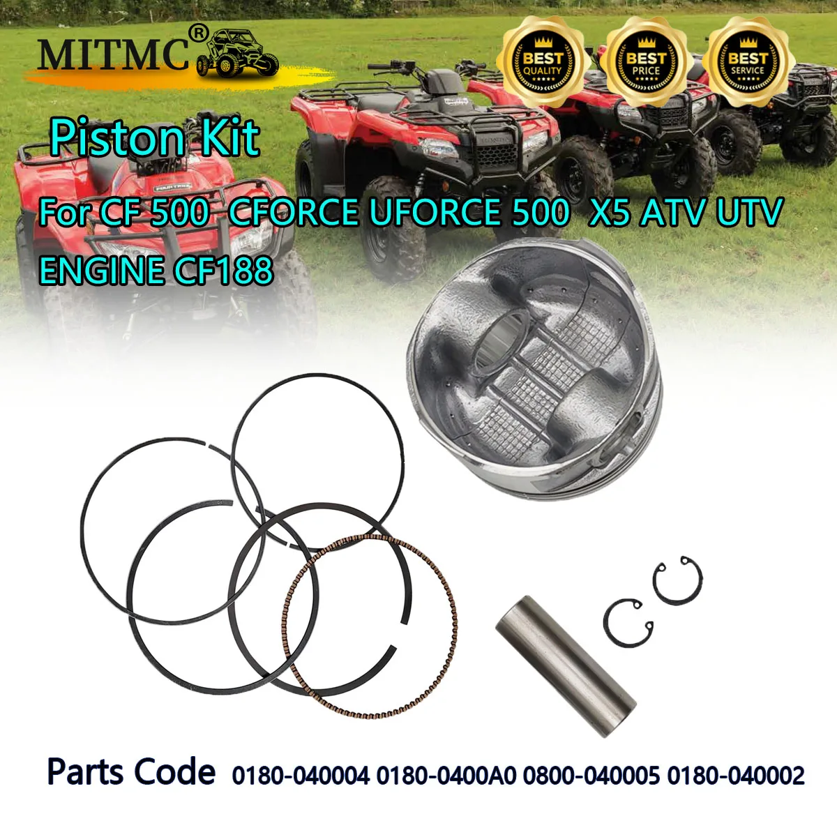 Piston Kit For CF 500 CFORCE UFORCE 500 X5 ATV UTV ENGINE CF188 Parts 0180-040004 0180-0400A0 0800-040005 0180-040002
Piston Kit For CF 500 CFORCE UFORCE 500 X5 ATV UTV ENGINE CF188 Parts 0180-040004 0180-0400A0 0800-040005 0180-040002