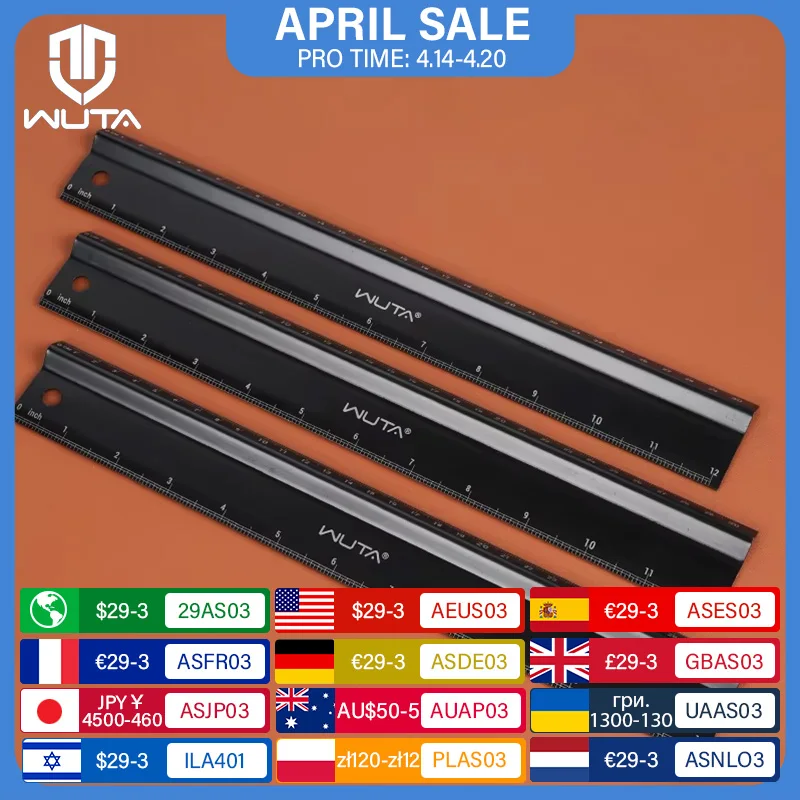 WUTA Leather Cutting Ruler Safety Ruler Titanium Plated Stainless Steel Protective Ruler Metal 30cm 12 inch Non-slip Craft Tools
WUTA Leather Cutting Ruler Safety Ruler Titanium Plated Stainless Steel Protective Ruler Metal 30cm 12 inch Non-slip Craft Tools