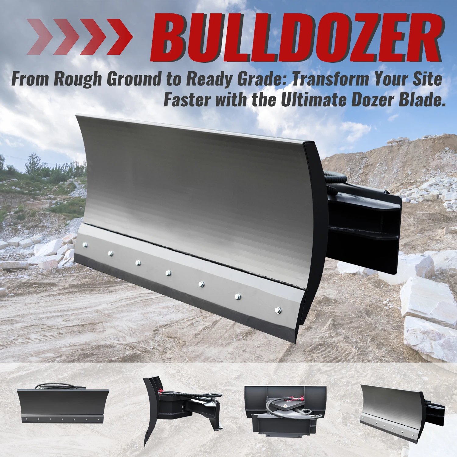 Skid Steer Loader Bulldozer Blade Attachments for Bulldozing Snow Removal Land Clearing Durable Construction Equipment Accessory
Skid Steer Loader Bulldozer Blade Attachments for Bulldozing Snow Removal Land Clearing Durable Construction Equipment Accessory