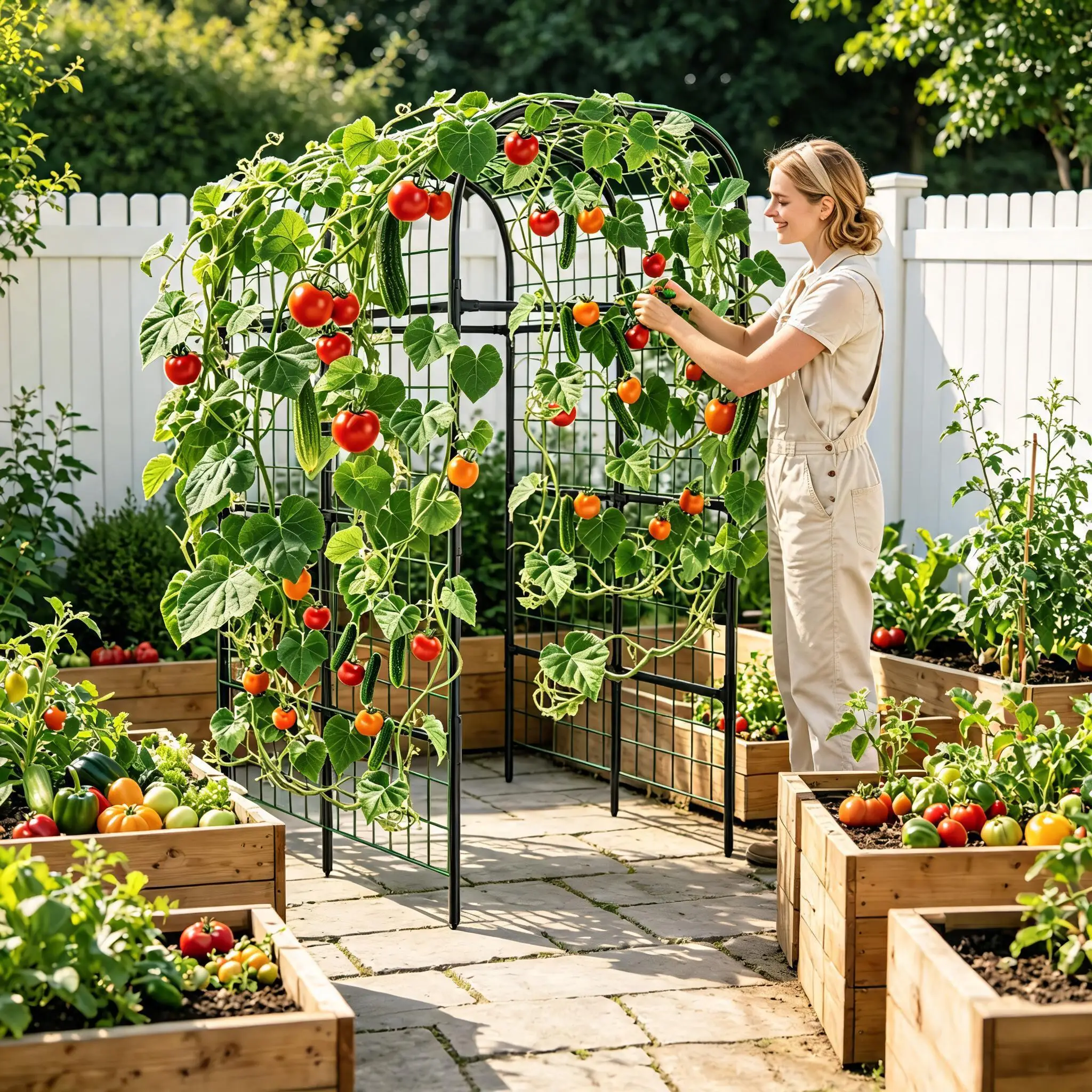 Garden Arch Trellis for Raised Beds, 7.3 ft Vertical Growing Support for Climbing Vegetables, Rust-Resistant Outdoor Plant Frame for Cucumbers, Melons, Peas & Tomatoes
Garden Arch Trellis for Raised Beds, 7.3 ft Vertical Growing Support for Climbing Vegetables, Rust-Resistant Outdoor Plant Frame for Cucumbers, Melons, Peas & Tomatoes