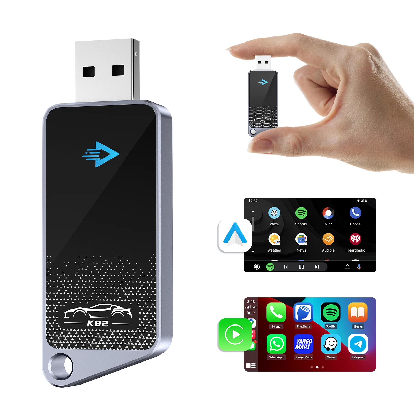 Wireless CarPlay&Android Auto Adapter–Plug&Play Dongle for Factory Wired CarPlay Cars,5.8Ghz Wifi,Compatible with iOS&Android
Wireless CarPlay&Android Auto Adapter–Plug&Play Dongle for Factory Wired CarPlay Cars,5.8Ghz Wifi,Compatible with iOS&Android
