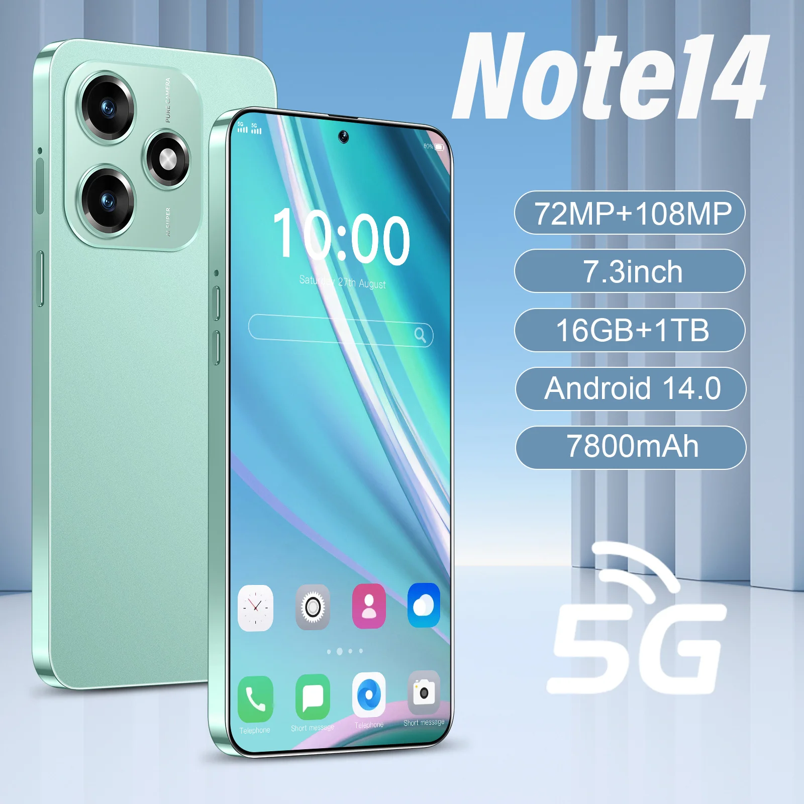 2025 New Global Edition Note 14 Cell Phone 7.3-inch Snapdragon 8 Gen3 7800mAh Battery 5G Dual Card Dual Standby Smartphone 
2025 New Global Edition Note 14 Cell Phone 7.3-inch Snapdragon 8 Gen3 7800mAh Battery 5G Dual Card Dual Standby Smartphone