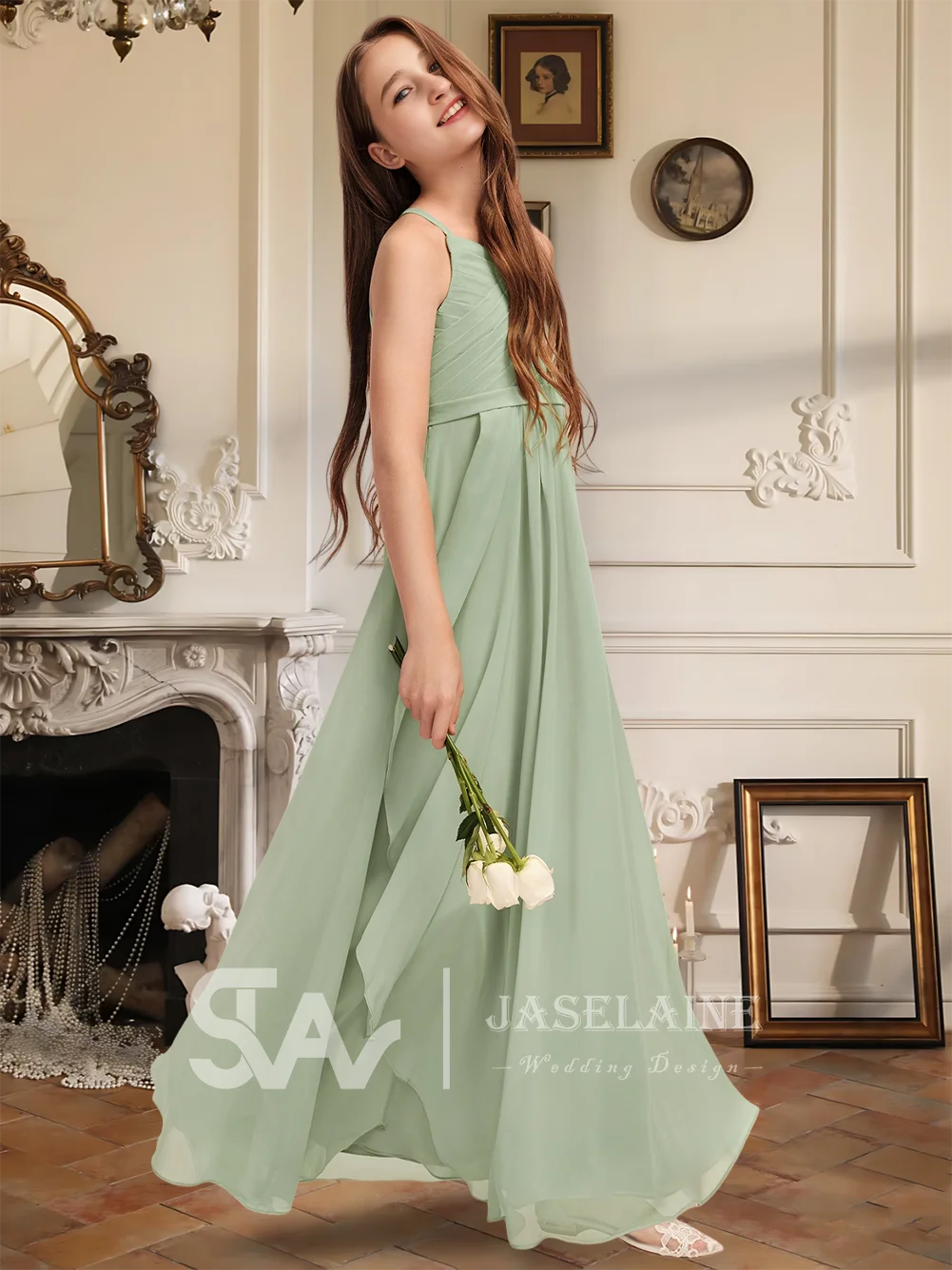 A Elegant A Line V Neck Floor Length Chiffon Junior Bridesmaid Dress With Cascading Ruffles Flower Girl Dress For Wedding Formal
A Elegant A Line V Neck Floor Length Chiffon Junior Bridesmaid Dress With Cascading Ruffles Flower Girl Dress For Wedding Formal