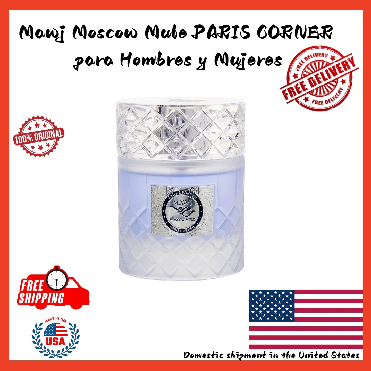 Mawj Moscow Mule Unisex EDP by Paris Corner 100 ML Eau de Parfum New Long-lasting fragrance, a must-have birthday gift.
Mawj Moscow Mule Unisex EDP by Paris Corner 100 ML Eau de Parfum New Long-lasting fragrance, a must-have birthday gift.