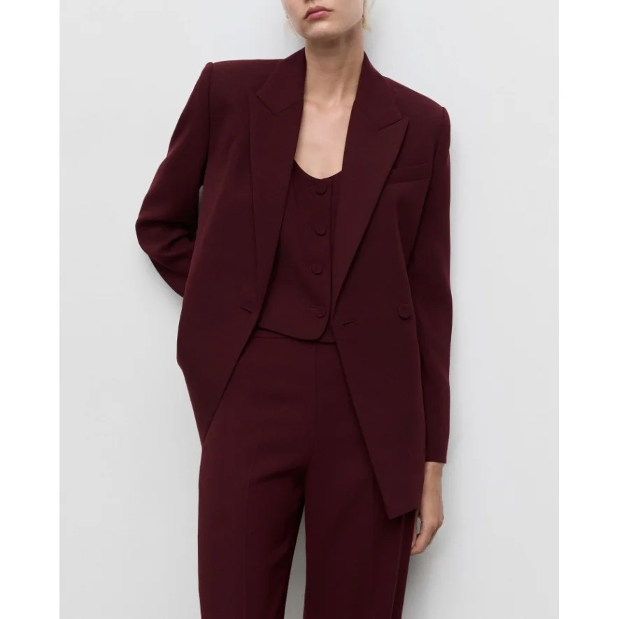 Женский костюм из трех предметов бордового цвета, пиджак, жилет, брюки, деловой формальный костюм
Женский костюм из трех предметов бордового цвета, пиджак, жилет, брюки, деловой формальный костюм