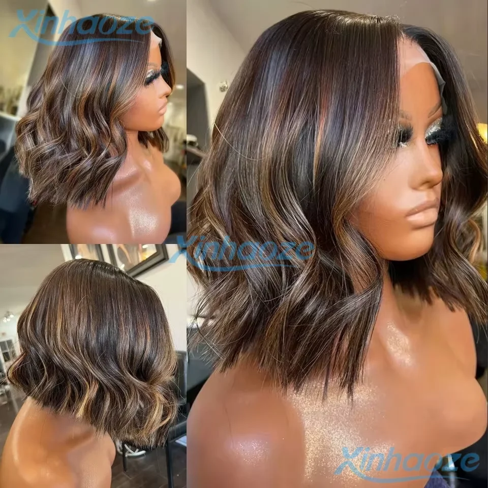 Highlight Brown #4/30 Short Bob Wavy Human Hair Silk Top Lace Front Wigs Pre Plucked Short Wavy 360/13x6 Lace Frontal Wigs
Highlight Brown #4/30 Short Bob Wavy Human Hair Silk Top Lace Front Wigs Pre Plucked Short Wavy 360/13x6 Lace Frontal Wigs