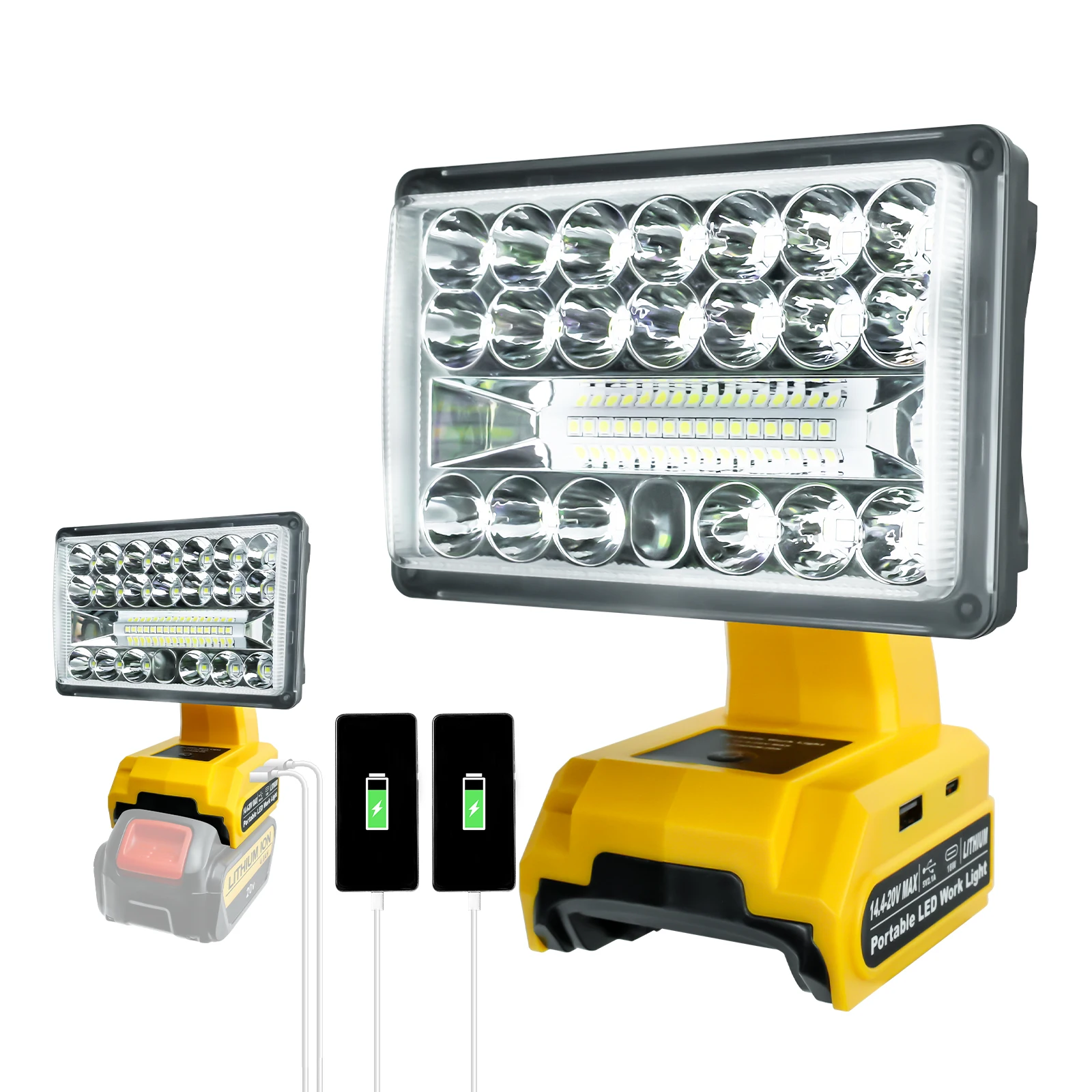 LED Work Light For Dewalt 20V Battery 28W 2000LM Portable Spotlight Outdoor Emergency Lamp Flashlight with USB & Type-C Port
LED Work Light For Dewalt 20V Battery 28W 2000LM Portable Spotlight Outdoor Emergency Lamp Flashlight with USB & Type-C Port